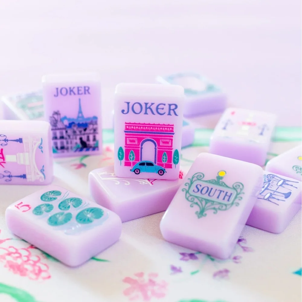 Modern lavender Mahjong tile design reference
